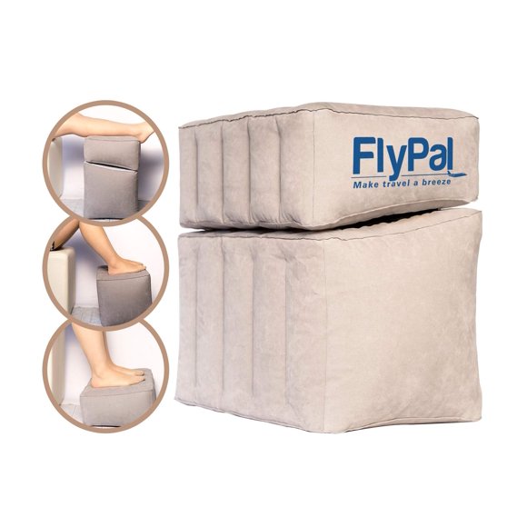 Reposapiés inflable Flypal para viajes aéreos 2 en 1, color gris