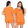 thumbnail image 5 of Fjuchai Lounge Sleepwear Set for Women Large Size 2 Piece Outfits Short Sleeve V Neck Pjs Outfit Sleepwear Soft Loungewear Set X-5XL, 5 of 8