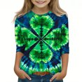 thumbnail image 2 of Posijego T-Shirt Filles Garçons Fête de la Saint-Patrick Manches 3/4 Col Rond Graphique Tee Ample Décontracté, 2 of 5