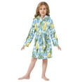 thumbnail image 6 of FORMRS Niños Bathrobe Unisex Hooded Robe Soft Plush Pajamas Sleepwear, Size 4-6T, Cartoon Plaid Lemon, 6 of 7