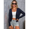 thumbnail image 6 of Women'S Long Sleeve V-Neck Knitted Cardigan Jacket Buttonless Knitted Shawl Sweater Navy Blue XXL, 6 of 8