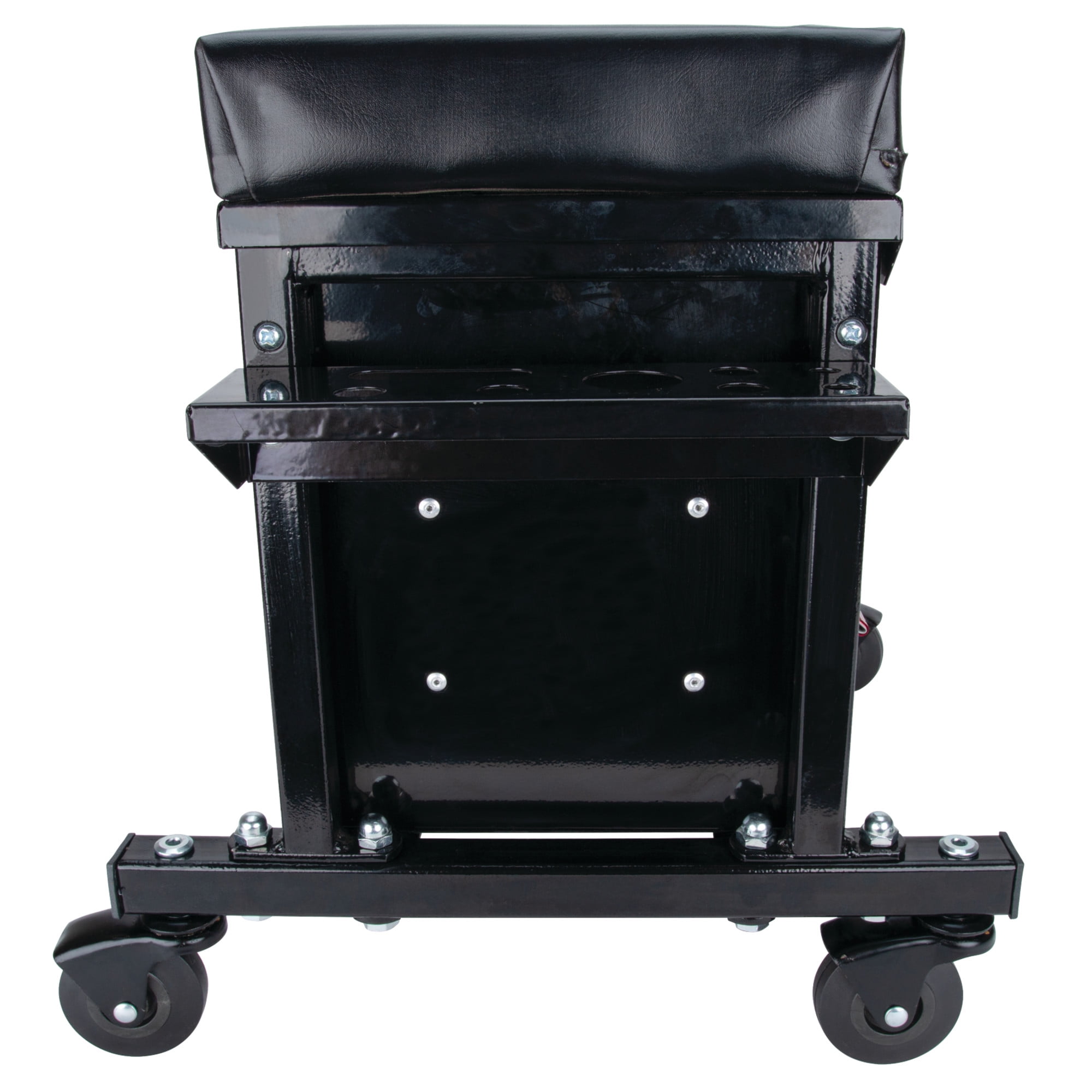 Performance Tool W85024 Drawer 2-Drawer Rolling Toolbox Work Seat - For Mechanic Garages and Workshops, 16x9-inch Seat, Black