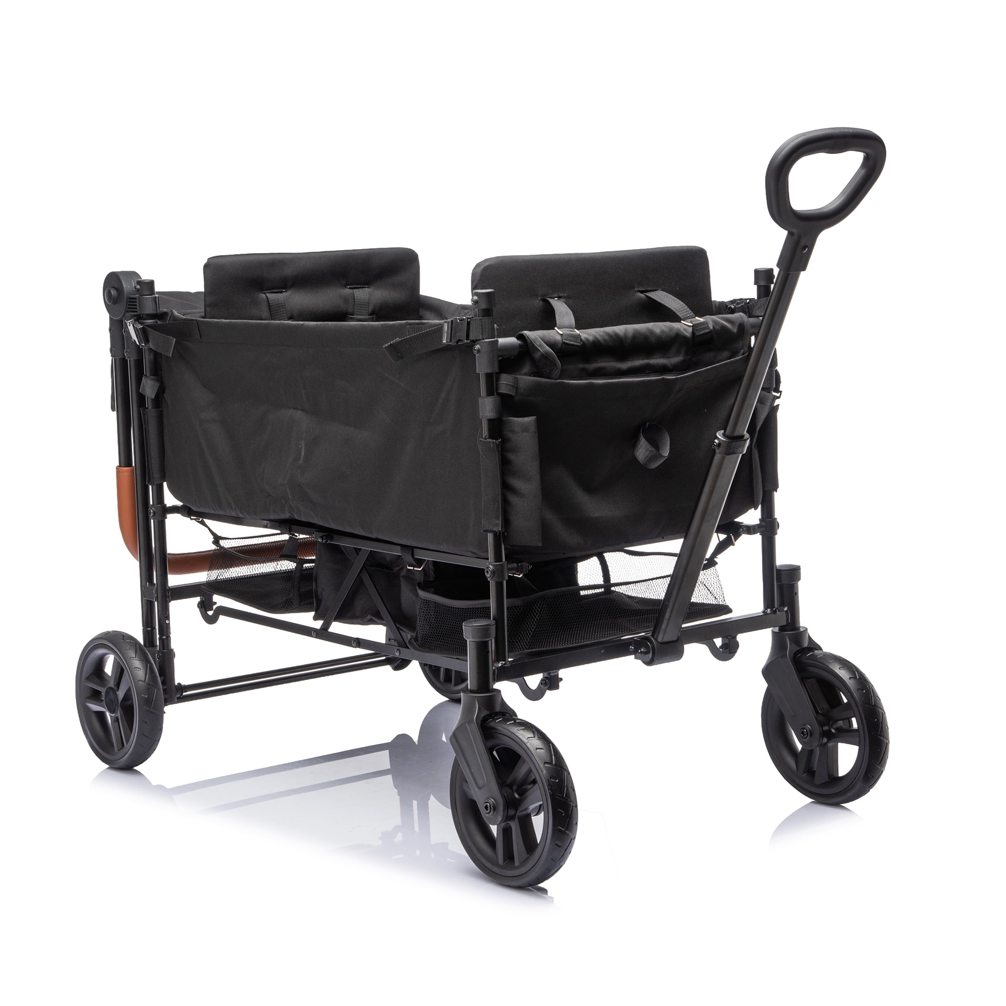 2-Seater Wagon Stroller with 5-Point Safety Harness, Adjustable Canopy, Push-Pull Handles, 7-Level Height Adjustment, Foldable Frame for Kids 6-36 Months