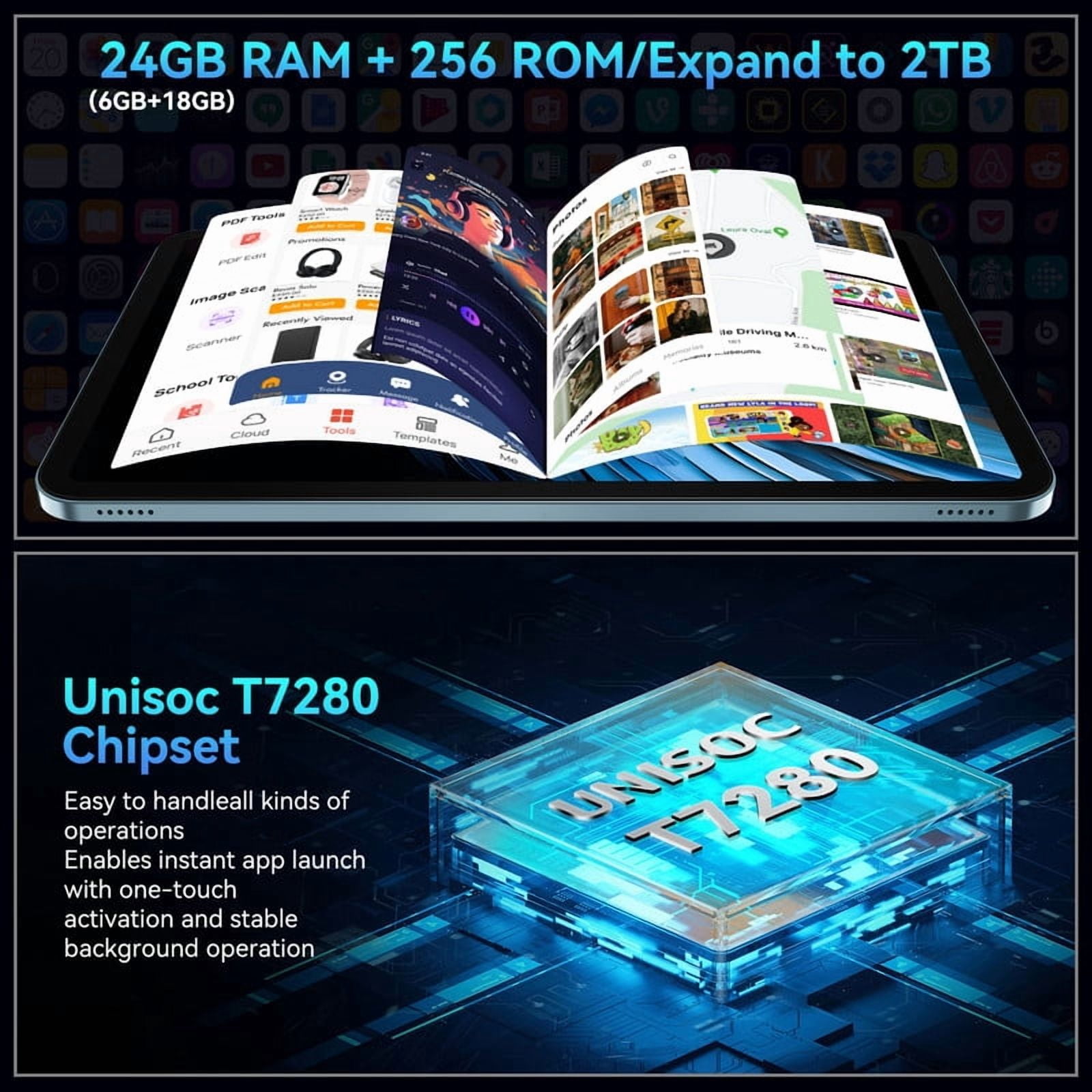 Blackview OSCAL 2026 13.4" AI Tablet, Android 16, 24GB RAM 256GB ROM, 1TB Expand, T7280 Octa-Core CPU, 8+16MP Camera, 8300mAh, 5G Wifi, Gemini Al Tablet with Keyboard & Mouse, Blue