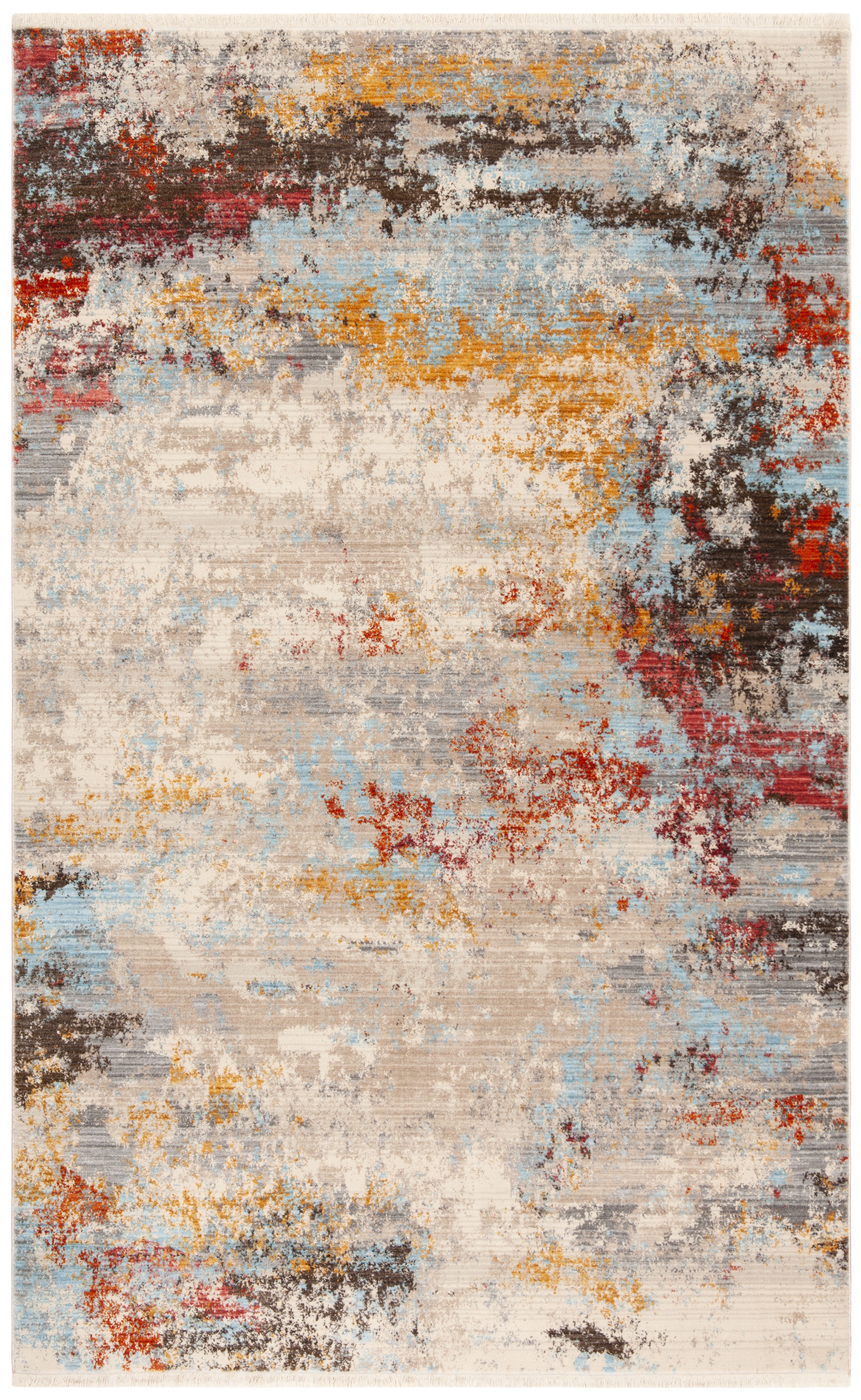 SAFAVIEH Vintage Persian Randa Abstract Polyester Area Rug, Grey/Multi, 5' x 7'6"