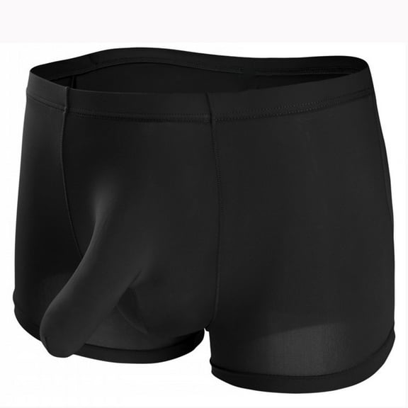 ZQUUVOU Men's Boxer Briefs Casual Solid Color Breathable Support Pouch Middle Waist Underwear (Black,L)