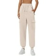 thumbnail image 4 of BODOAO Women's Sweatpants Baggy Cotton High Waisted Cinch Bottom Joggers with Pockets Casual Cute Lounge Workout Sweat Pants Thin Loose Sweatpants Comfortable Pants with Pockets Sweatpants Beige L, 4 of 9