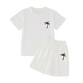thumbnail image 3 of Toddler Girls Outfit Sets Summer Coconut Tree Printing Round Neck T-Shirt And Shorts Set Kids Girls Comfort Playwear School Outdoor Activities Outfit Sets，2 Piece，9 -10 Years, 3 of 7