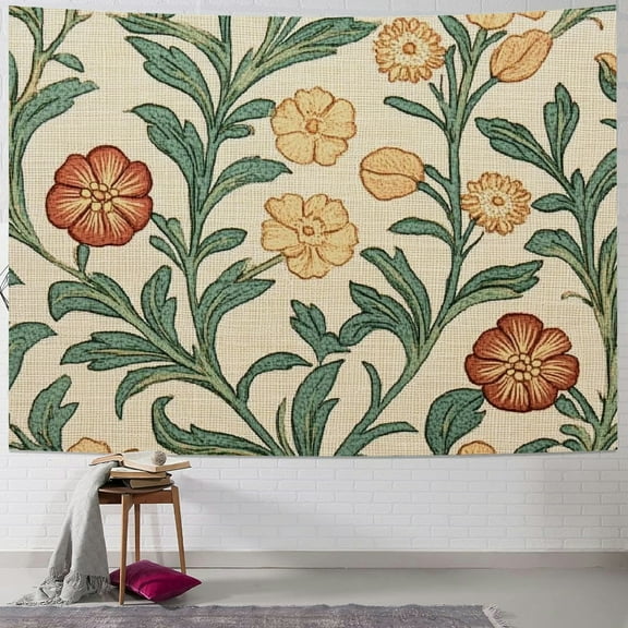 Autua Flowered Leafy Design Tapestry Wall Hanging Home Decor 40x30inch