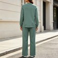 thumbnail image 6 of Womens Matching Sets Solid Color Henley Neck Button Top & Drawstring High Waist Wide Leg Pants with Pockets for Any Occasion, 6 of 8