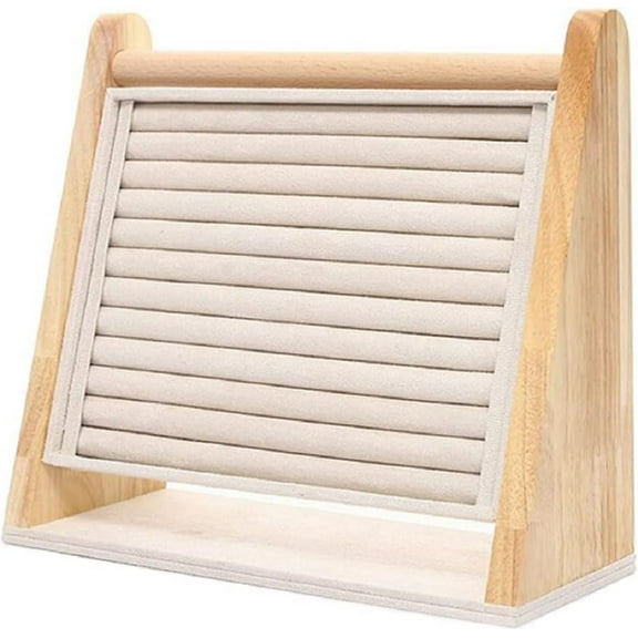 Vertical Solid Wooden Storage Stand Large Capacity Hanging Organizer Display Board Rack with 8 Strip Slots for Small Ornament