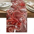 thumbnail image 2 of Ocean Red Octopus Table Runner, Summer Nautical Vintage Sea Ships Castle Cloud Cotton Linen Kitchen Table Decoration Washable Dining Tabletop Runners for Home Party Decor 13x108 Inches, 2 of 9