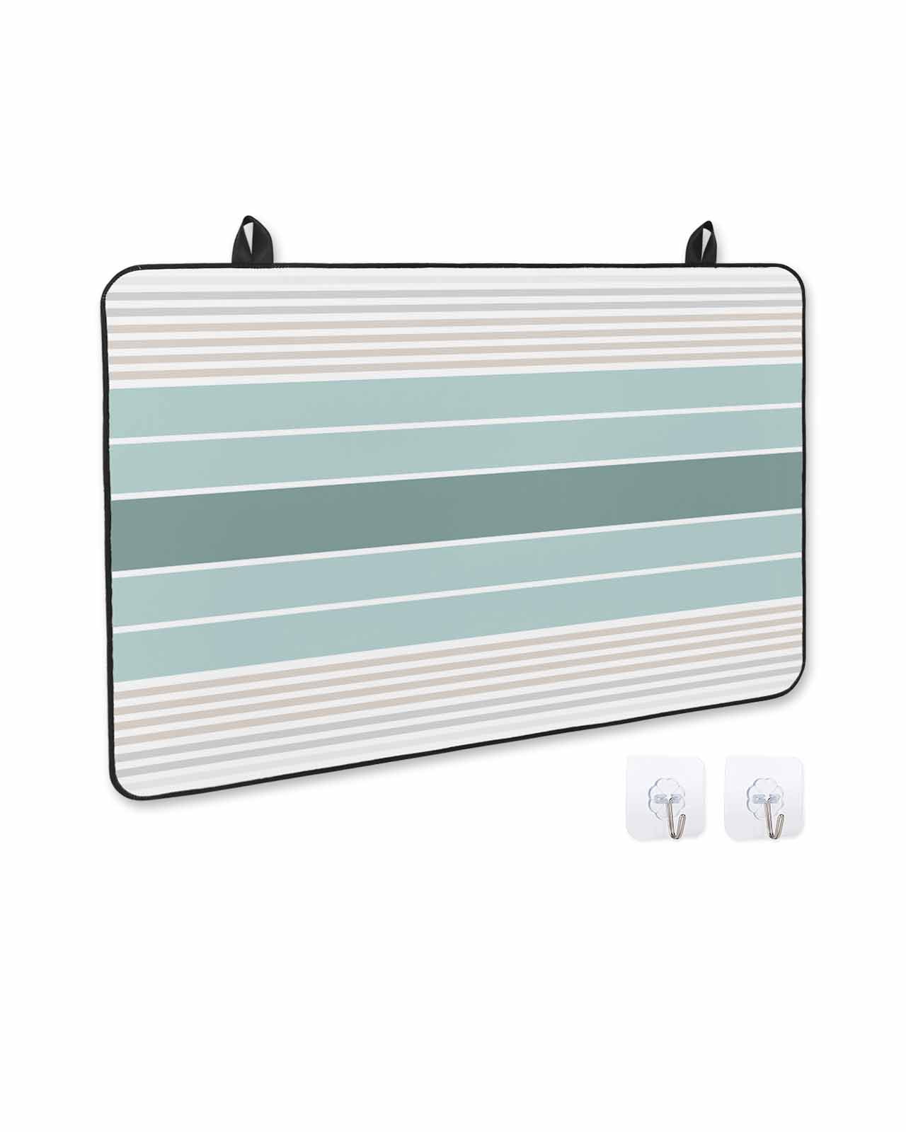 nqOlkjepod Large Induction Cooktop Protector Mat 24"x21", Teal Aqua Stripes Stove Top Covers for Electric Stove, Modern Ombre Abstract Aesthetics Stove Burner Cover Mats, Glass Top Stove Cover
