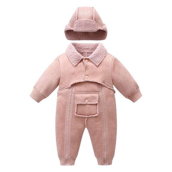 UAMVSH Baby Winter Clothes Infant Boys Girls Snowsuit with Hood Comfy Soft Warm Romper Jumpsuit Fleece Lined Lapel Long Sleeve Onesies