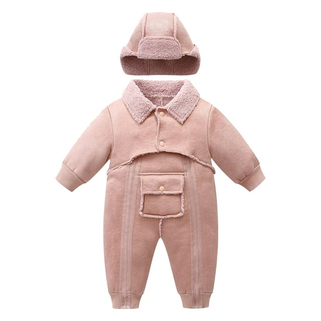 Birdeem Fall Winter Jumpsuit, Children Crawling Clothes, Solid Color Outdoor Wear, Warm Hat, Long Sleeve Crawling Suit