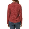 thumbnail image 4 of INSPIRE CHIC Women's Tie Ruffled Neck Blouse Long Sleeves Tops L Wine Red-Hearts, 4 of 8
