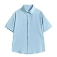 thumbnail image 2 of BiZtdJrK Big and Tall Short Sleeve Shirts for Men Relaxed Fit Casual Button Down Shirts Summer Solid Lapel Tops Vacation Blouse Light Blue M, 2 of 3