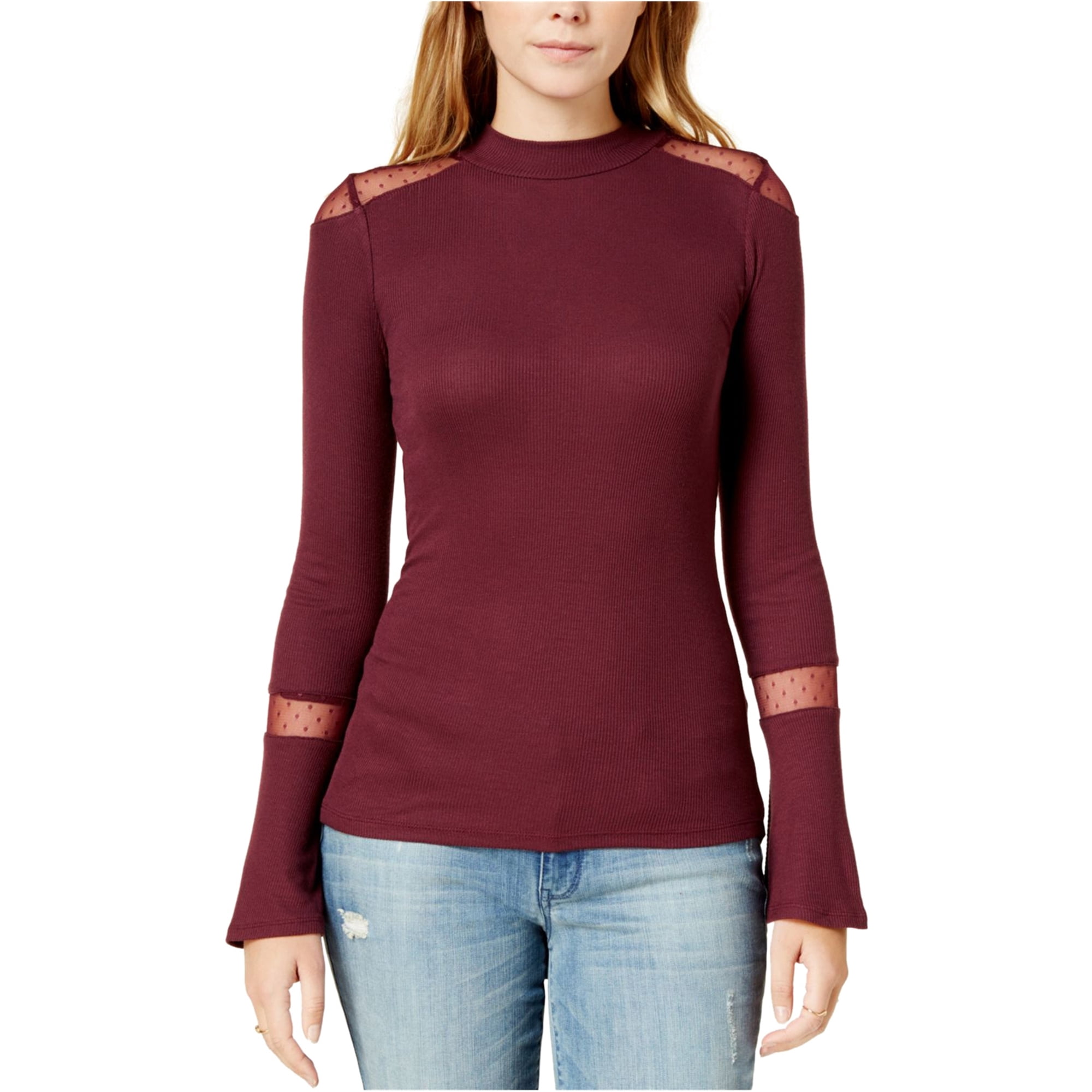 maroon sheer top