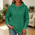 thumbnail image 2 of UDAUDU Women's Casual Hoodies Long Sleeve Lightweight Pullover Tops Loose Fit 2026 Fall Winter Sweatshirt with Pocket Dark Green S, 2 of 3