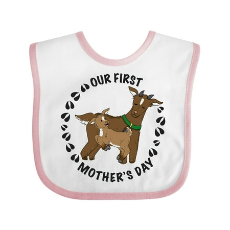 

Inktastic Our First Mother s Day with Cute Goats Boys or Girls Baby Bib