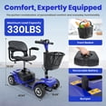 thumbnail image 6 of SACVON 4 Wheel Mobility Scooter for Seniors, 330 lbs Heavy Duty Electric Powered Scooter with 15 Miles Long Range, Swivel Seat & Removable Basket for Travel and Grocery Shopping, Blue, 6 of 10