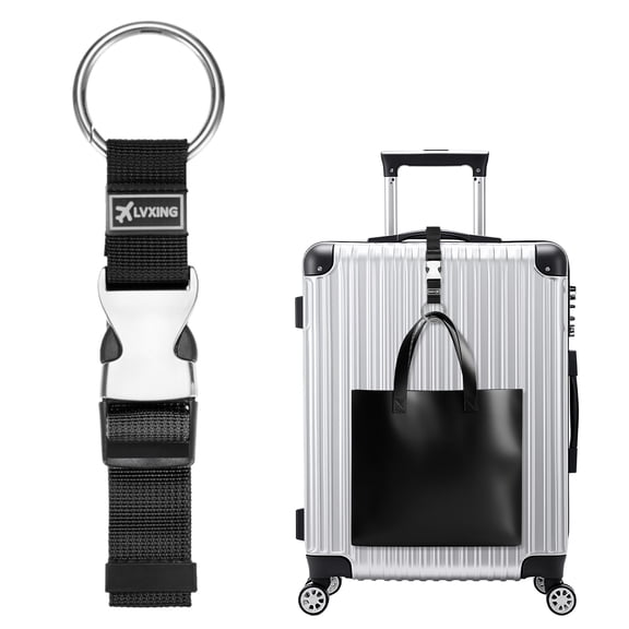 1-Pack Add A Bag Luggage Strap, Adjustable Suitcase Belt, Carry Strap with Ring Buckle [Black]