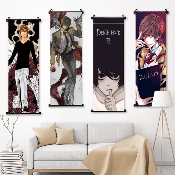 Set de decoración mural Death Note Light Yagami L, 4 piezas, 25 x 70 cm