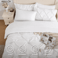 thumbnail image 2 of YEPCLUB White Cal King Size Pintuck 7-Piece Comforter Set, Pinch Pleat Bed in a Bag, All Season Down Alternative Bedding Set with Comforter, Sheets, Pillowcases & Shams, 2 of 7