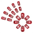 thumbnail image 4 of 24PCS Short Square Press on Nails Christmas False Nails With Glitters Snowflake on Nails For A Festive Look, 4 of 8
