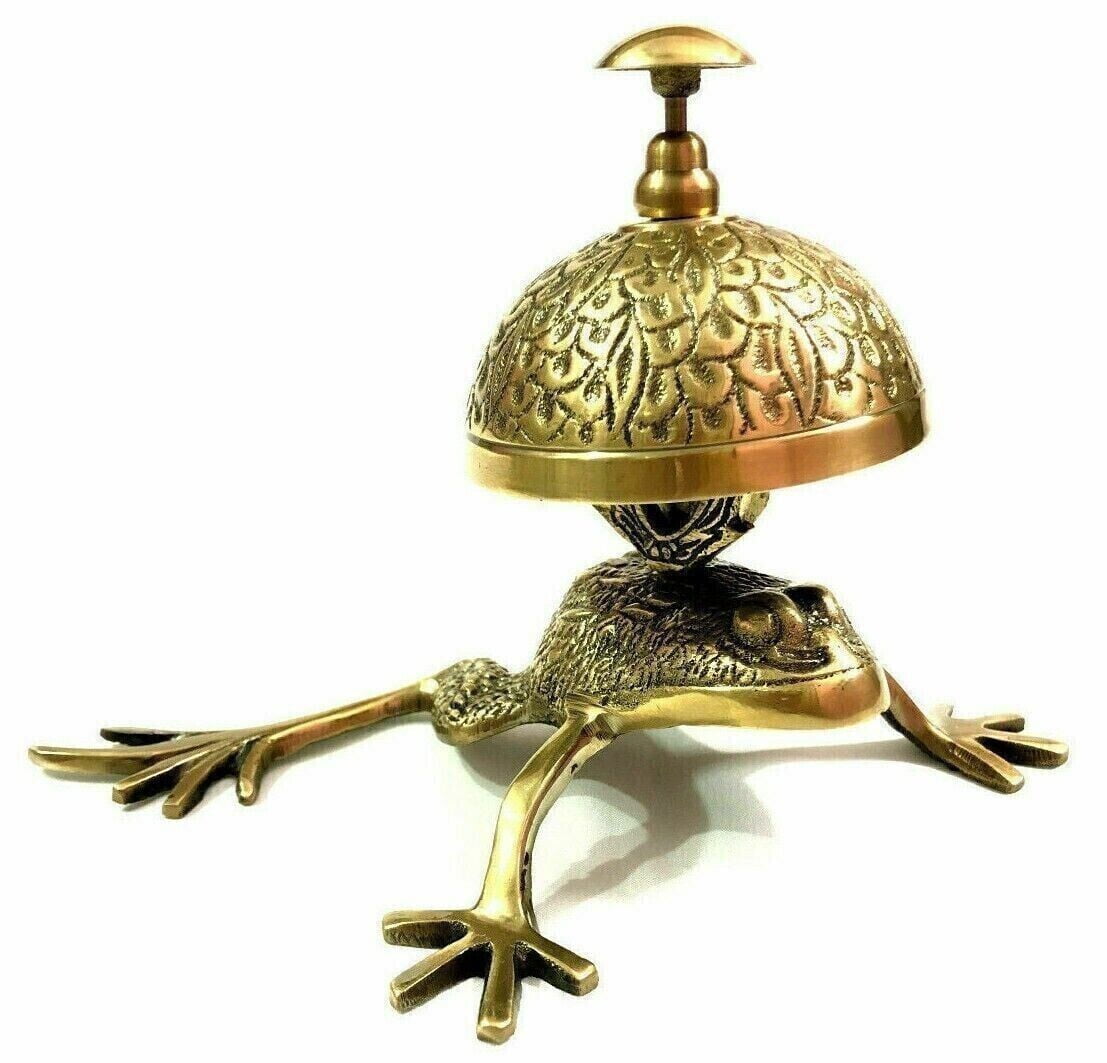 Antique Brass Frog Bell Hotel Counter Reception Desk Bell Decor Nautical Gift