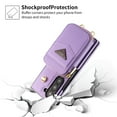thumbnail image 3 of Dteck for Galaxy Z Fold 6 Crossbody Wallet Case, Card Holder Phone Case for Women, Zipper Leather Purse with Wrist Strap, Protective Back Cover for Samsung Galaxy Z Fold 6,Purple, 3 of 9