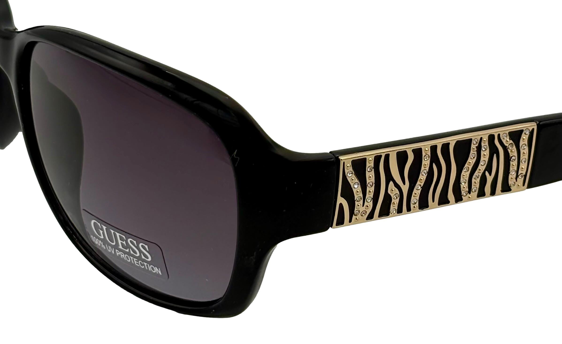 Guess Sunglass Womens Shiny Black Oversize Rectangle Plastic, GF0395. 1B