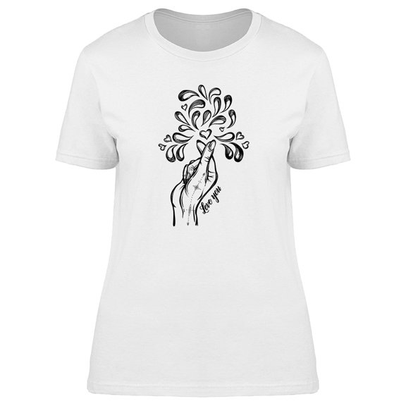 Flowing Hand Heart Graphic Tee Women's -Image by Shutterstock
