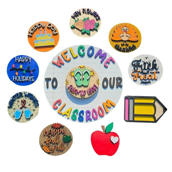 Riforla Interchangeable First Day of School Signs Customized Back to School Props for Large Families Interchangeable Signs for 100 Days of School (10PCS) Door Hanging Decoration Home Decor Pink