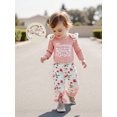 thumbnail image 3 of Rovasas Girls 3PCS Pants Sets Letter Print Romper Floral Flared Pants Headband, 3 of 9