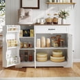 thumbnail image 6 of Small Coffee Bar Cabinet with Storage, Noelse Kitchen Sideboard Buffet Cabinet, Kitchen Storage Cabinets with 2 Door and 8 Shelves, 1 Drawer, White and Rustic, 6 of 6