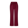 thumbnail image 4 of Aloohaidyvio No Boundaries Pants for Women,Womens Casual Solid Color Bandage Pockets Elastic Waist Comfortable Straight Pants, 4 of 6