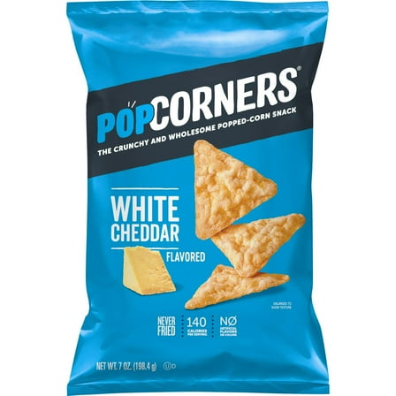 PopCorners Popped Corn Chips, White Cheddar, 7 oz Bag pack of 4