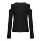 thumbnail image 5 of Mujeres sólido cuello en V manga larga encaje ahueca hacia fuera la camiseta Polluver blusa Tops Fridja FKASFK4482, 5 of 7