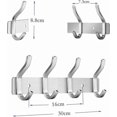 thumbnail image 5 of Wall Mounted Coat Rack with 4 Silver Stainless Steel Hooks for Towels and Coats, 5 of 5