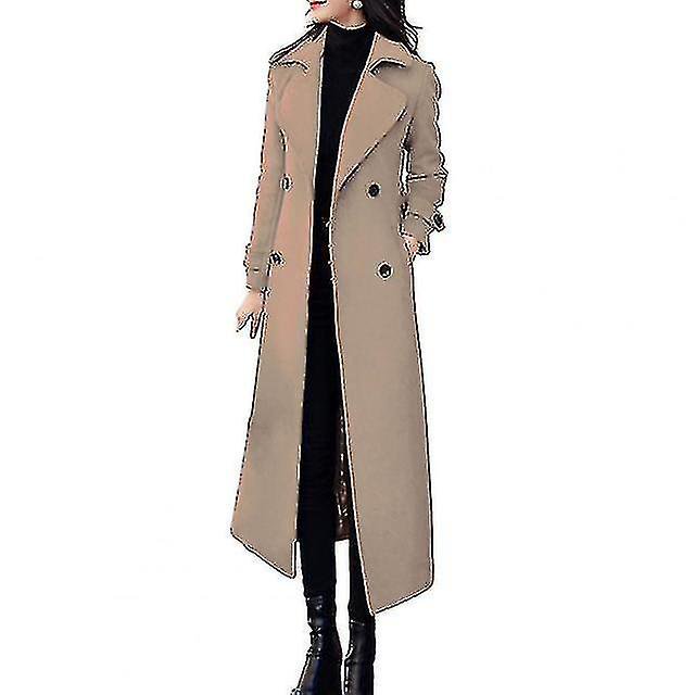 Thermal Winter Overcoat Women Business Mid-calf Length Jacket Formal Wool Blends Double-breasted Coat Thick Shznv