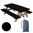 thumbnail image 2 of 3 Pcs Picnic Table Bench Cover Set,Stretch Polyester Fabric Waterproof Oilproof Tablecloth for Patio Porch Picnic Use,Washable Outdoor Furniture Protector with Storage Bag, 2 of 6