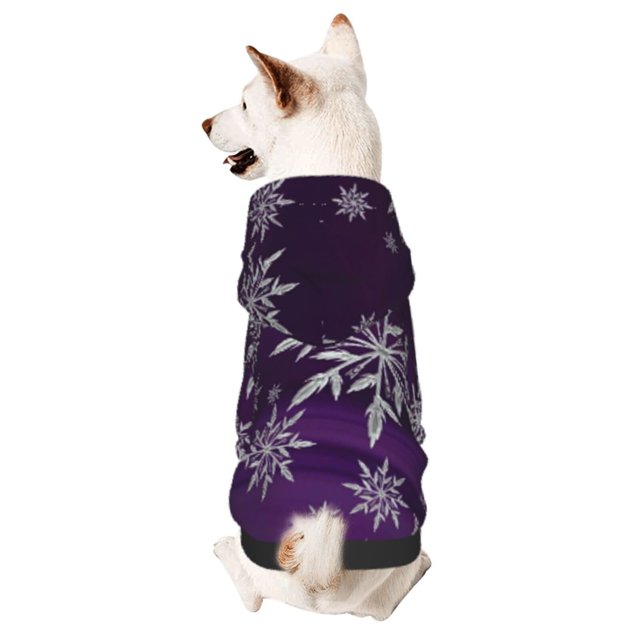 Fotbe Snowflake Gradient Purple Sudadera con Estampado para Perros Pequeños – Suéter con Capucha para Mascotas, Tela Suave de Forro Polar con Bolsillo-XX-Large