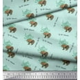 thumbnail image 3 of Soimoi Green Silk Fabric Bear & Text Fabric Prints By Yard 42 Inch Wide, 3 of 3