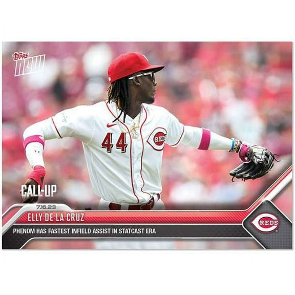 MLB 2023 Topps Now Baseball Elly De La Cruz #575 (Rookie Card, Phenom Has Fastest Infield Assist in Statcast Era)