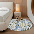 thumbnail image 2 of Round Rugs 5Ft, Blue Yellow Floral Spring Round Area Rug Washable Indoor Throw Carpet, Green Pastoral Summer Botanical Soft Non Slip Circle Rug for Cabinet Bathroom Home Decor Aesthetic, 2 of 8
