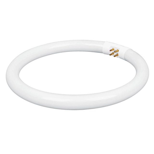 foco circular-mini 22-75 w repuesto volteck 48239 Repuesto de foco circular blanco Volteck, anillo fluorescente visto en 3/4 con cuatro pines dorados visibles y superficie lisa; lámpara de encendido instantáneo que ahorra 71% de energía, compatible con modelo F-22CIMC y suele usarse para renovar luminarias empotradas.