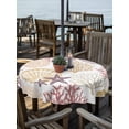 thumbnail image 2 of Outdoor Tablecloth with Umbrella Hole for Patio/Picnic/Party/Camping, Coastal Coral Waterproof Table Cloth Round Cover Washable, Nautical Colorful Conch Seashells Starfish (Dia 54"), 2 of 8