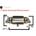 thumbnail image 3 of Valvetronic Design Exhaust Muffler UVM.63MM.TSTYLE.X1 T-Style; Single 2-1/2 Inch Inlet; Dual 2-1/2 Inch Outlet; 27 Inch Overall Length, 3 of 4