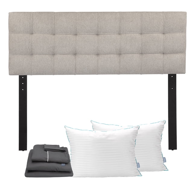 Cabecera King Size Catania Beige+Almohada Royal Twin+Sabanas Royal